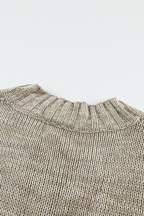 V Neck Drop Shoulder Knitted Sweater